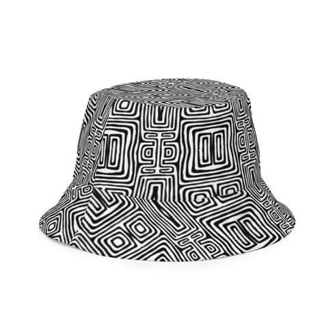 Black and White Yogard and Patched Reversible Bucket Hat